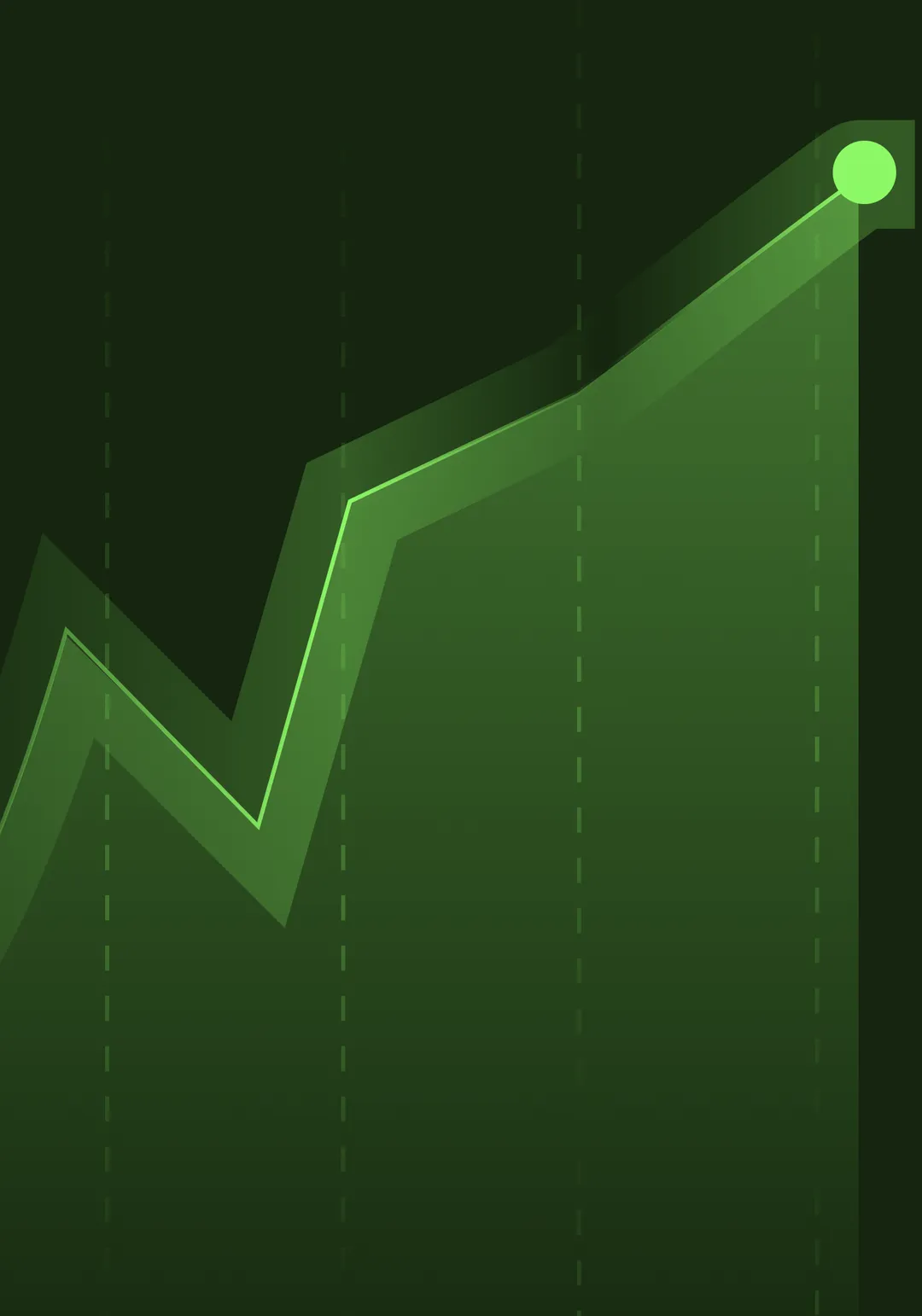 A green graph growing upwards