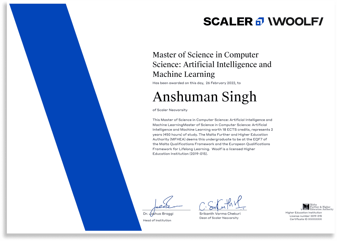 Scaler sample degree certificate
